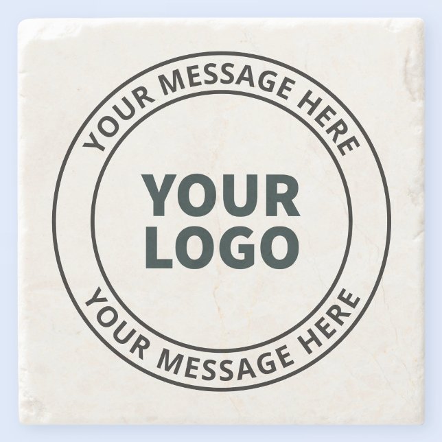 Your Uploaded Logo + Editable Circular Text  Stone Coaster (Creator Uploaded)