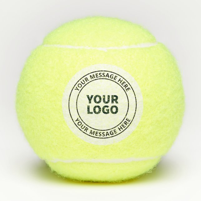 Your Uploaded Logo + Editable Circular Text  Tennis Balls (Front)
