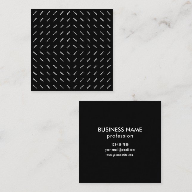 Your Uploaded Logo or Image | Modern Patten Square Business Card (Front/Back)