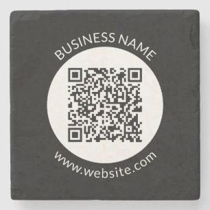 Your Uploaded QR code   Editable Text & Colors Stone Coaster