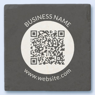 Your Uploaded QR code Editable Text & Colours Stone Coaster