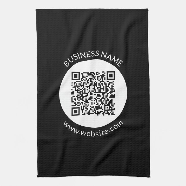 Your Uploaded QR code | Editable Text & Colours Tea Towel (Vertical)
