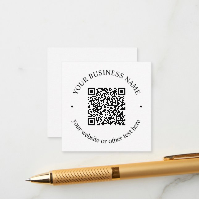 Your Uploaded QR code Plus Editable Circular Text Enclosure Card (Front/Back In Situ)