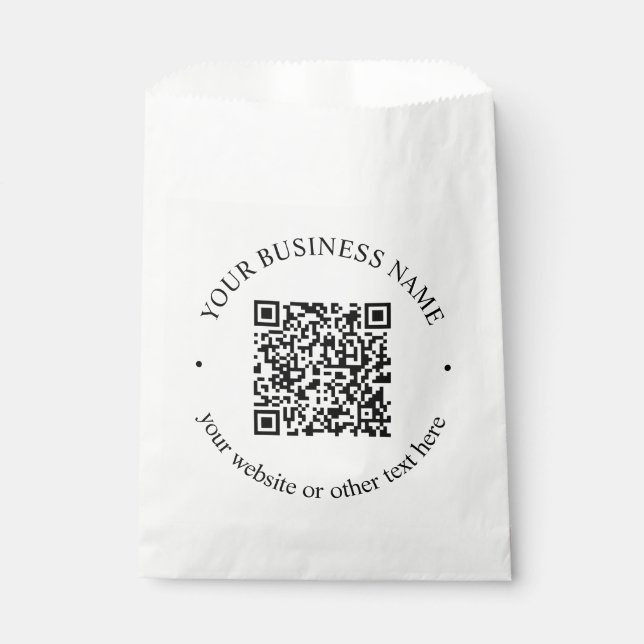 Your Uploaded QR code Plus Editable Circular Text Favour Bags (Front)