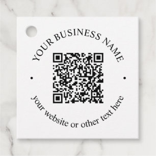 Your Uploaded QR code Plus Editable Circular Text Favour Tags