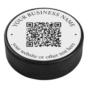 Your Uploaded QR code Plus Editable Circular Text Hockey Puck