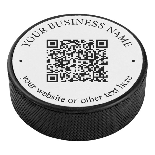 Your Uploaded QR code Plus Editable Circular Text Hockey Puck (3/4)