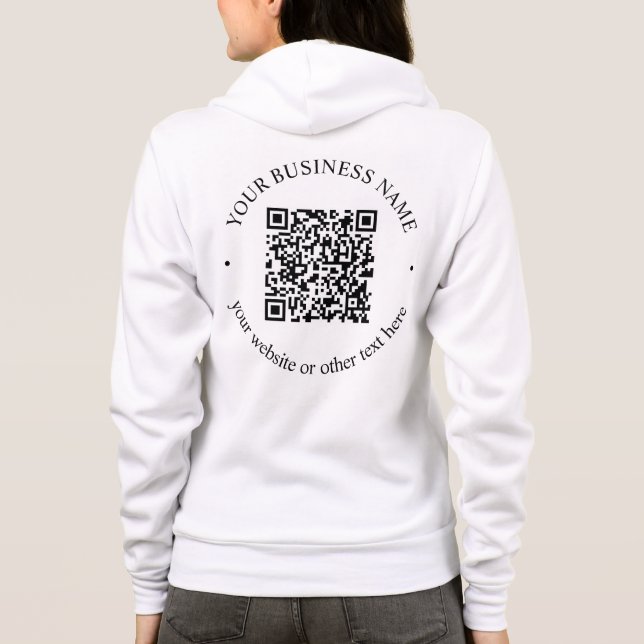 Your Uploaded QR code Plus Editable Circular Text Hoodie (Back)