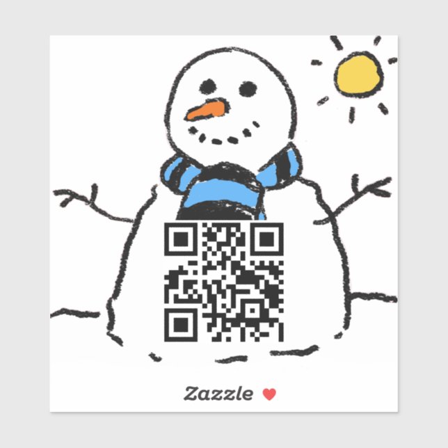 Your URL on a Snowman QR Code Sticker (Sheet)