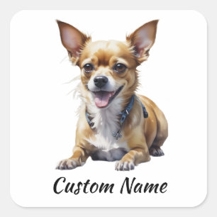 Your Vehicle Chihuahua Dog Custom Name Square Sticker
