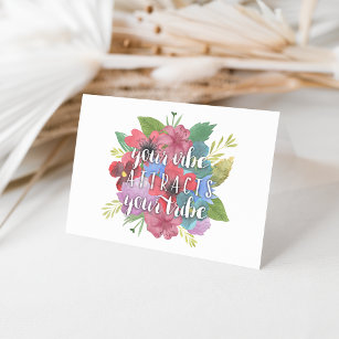 Your Vibe Attracts Your Tribe Wildflower Quote Card