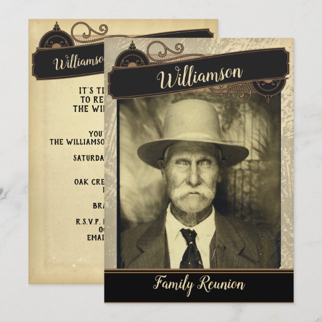 Your Vintage Photo Family Reunion Gathering Invitation (Front/Back)