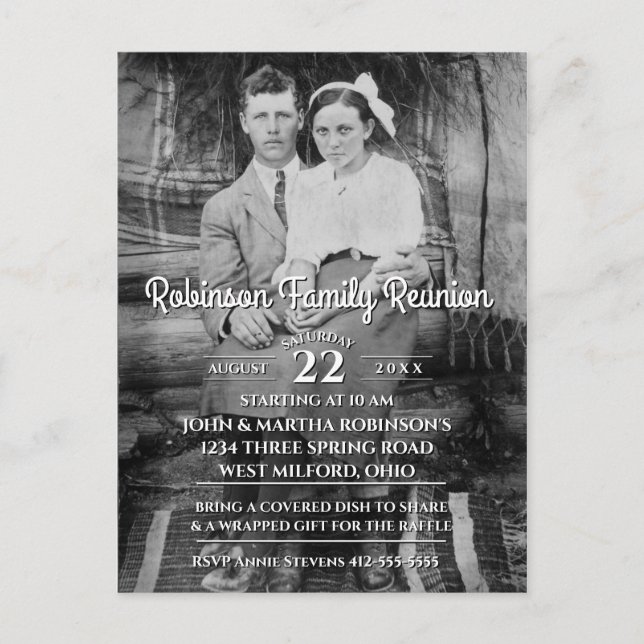 Your Vintage Photo Family Reunion Invitation Postcard (Front)