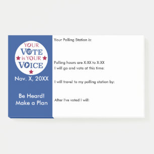 Your Voice is Your Vote in Person Ballot Reminder Post-it Notes