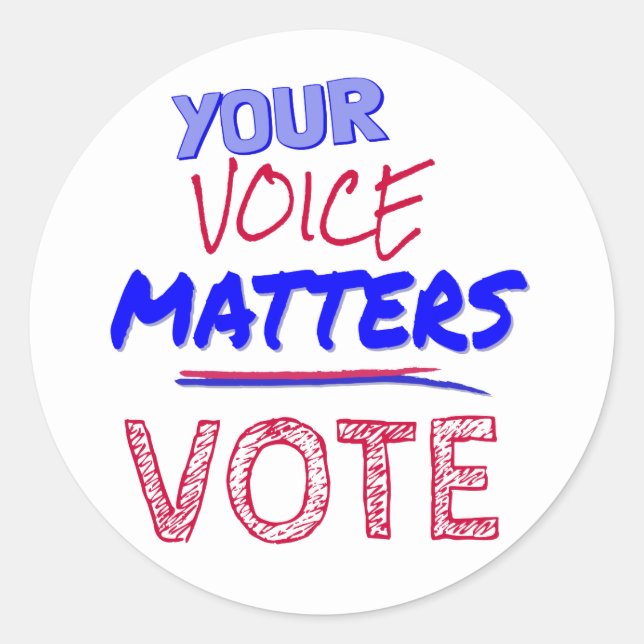 Your Voice Matters - VOTE Classic Round Sticker (Front)