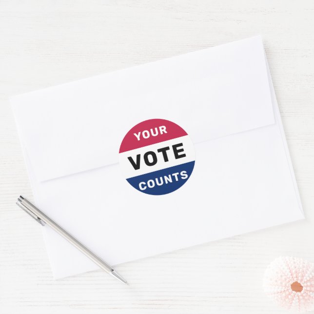 Your Vote Counts Patriotic American Election 2024 Classic Round Sticker (Envelope)