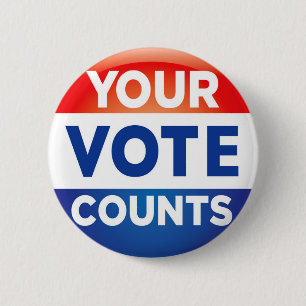 Your Vote Counts pattern 6 Cm Round Badge