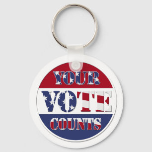 YOUR VOTE COUNTS! Round with US Flag Key Ring