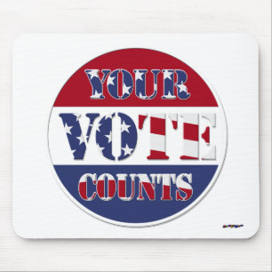 YOUR VOTE COUNTS! Round with US Flag Mouse Mat