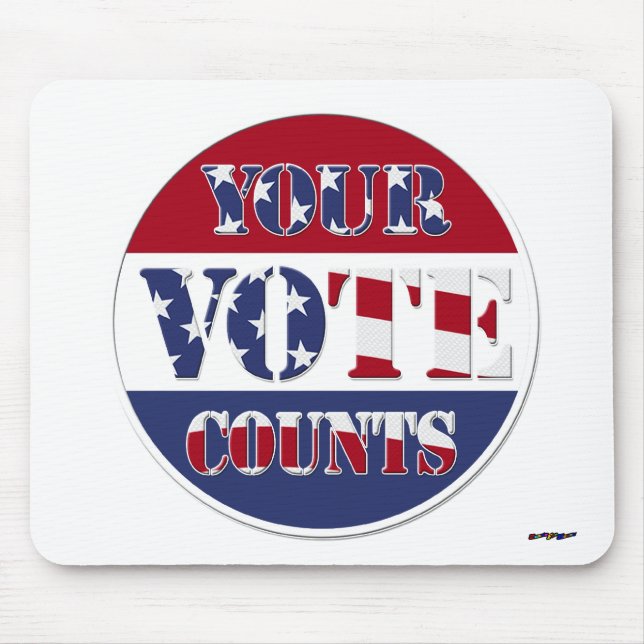 YOUR VOTE COUNTS! Round with US Flag Mouse Mat (Front)