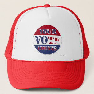 YOUR VOTE COUNTS! Round with US Flag Trucker Hat