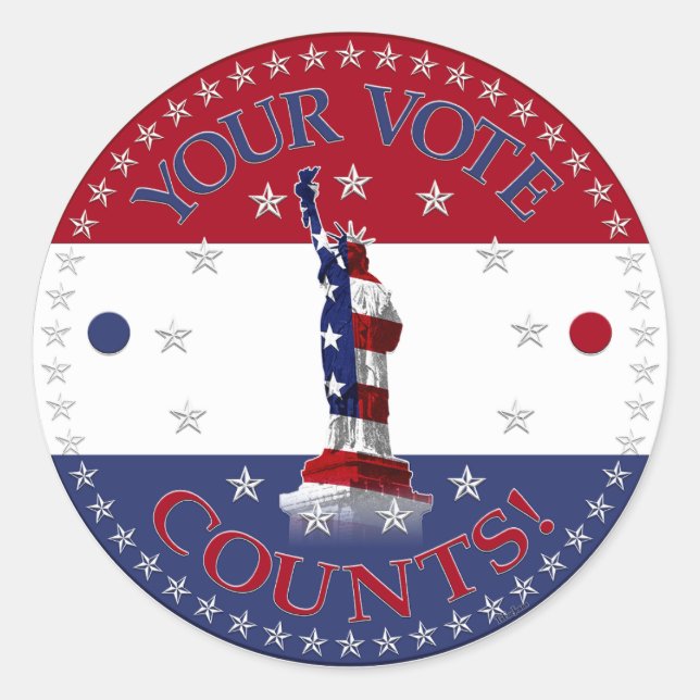 Your Vote Counts Statue of Liberty Classic Round Sticker (Front)