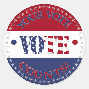 Your Vote Counts USA Flag VOTE Classic Round Sticker