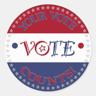 Your Vote Counts VOTE Script Classic Round Sticker