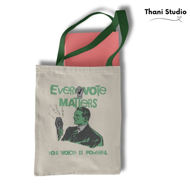 Your Vote Matters Election Political Green Printed Tote Bag (Creator Uploaded)