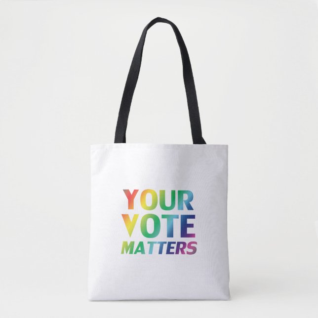 "your vote matters" pride clgbtq lgbt rainbow tote bag (Front)