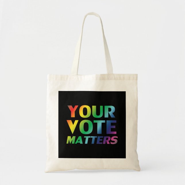 "your vote matters" pride colours tote bag (Front)