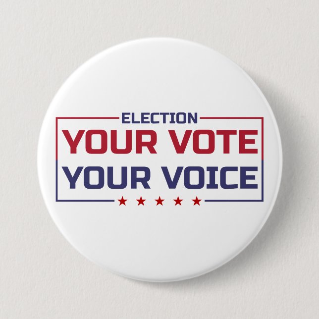Your Vote Your Voice coloured font 7.5 Cm Round Badge (Front)
