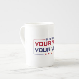 Your Vote Your Voice coloured font Bone China Mug