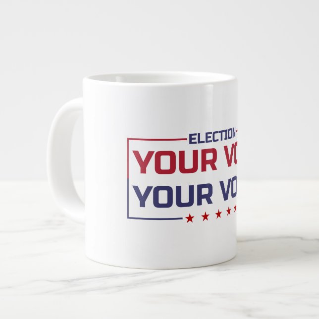 Your Vote Your Voice coloured font Large Coffee Mug (Front Left)