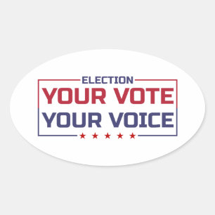 Your Vote Your Voice coloured font Oval Sticker