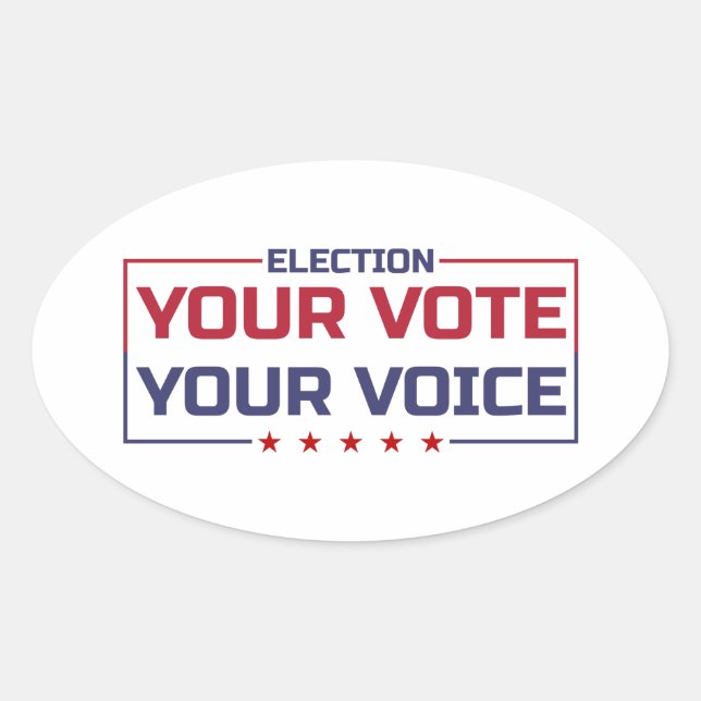Your Vote Your Voice coloured font Oval Sticker (Front)