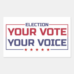 Your Vote Your Voice coloured font Rectangular Sticker