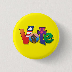 "Your Vote, Your Voice" - Custom Button, Yellow 3 Cm Round Badge