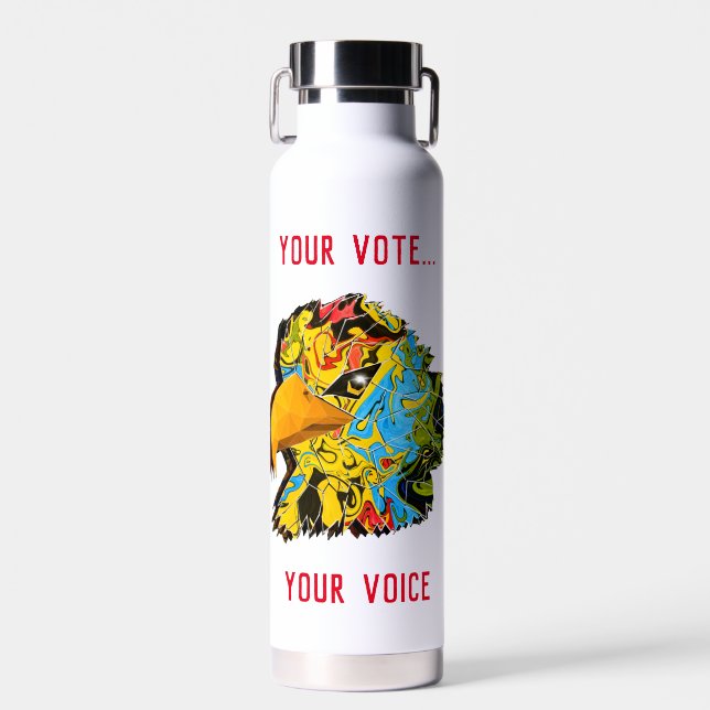 Your Vote...Your Voice Muti-Coloured Eagle Water Bottle (Front)