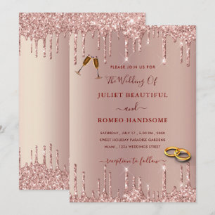 Your Wedding Invitation Rose Gold Glitter Drips