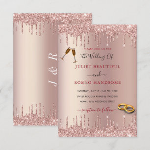Your Wedding Invitation Rose Gold Glitter Drips