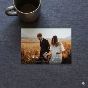 Your wedding photo, modern thank you card