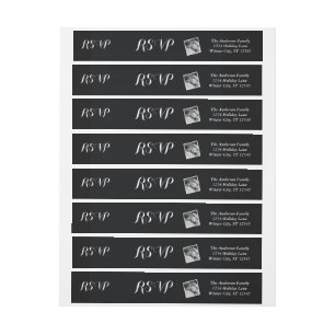 Your Wedding Photo RSVP Black Wraparound Address Label