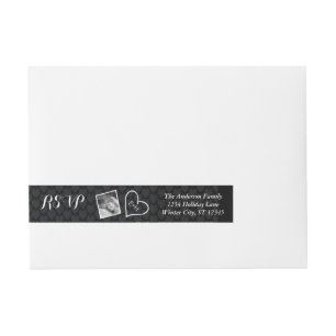Your Wedding Photo RSVP Black Wraparound Address Label