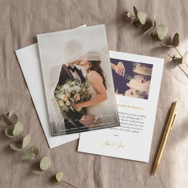 Your wedding photo, thank you card, thin border (Your wedding photo, thank you card, thin border.)