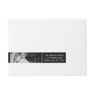 Your Wedding RSVP Black with photo Wraparound Address Label