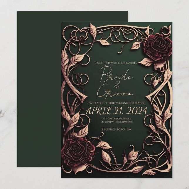  Your Wedding Stand Out with a Gothic Style  Invitation (Front/Back)