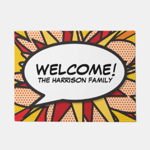 Your Welcome Message Speech Bubble Fun Retro Doormat