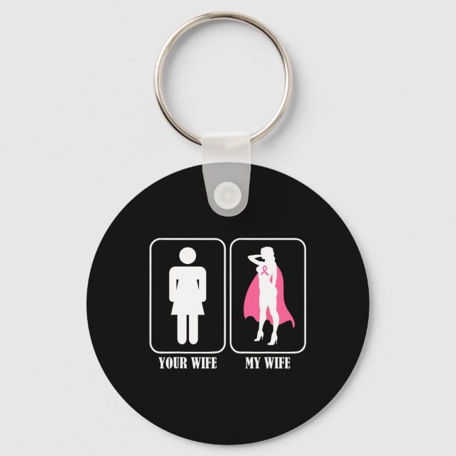 Your Wife My Wife Husnd Breast Cancer Awareness  Key Ring (Front)