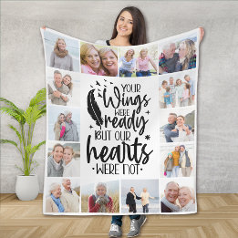 Your Wings Were Ready Multi Photo Memorial Fleece Blanket
